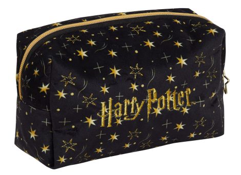 Black Velvet Harry Potter Makeup Bag for Women and Girls, a Deathly Hallows-inspired travel accessory gift.