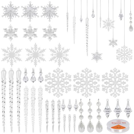 “DERAYEE 36-Piece Christmas Hanging Decorations: Elegant Acrylic Crystal Ornaments for Festive Xmas Celebrations!”