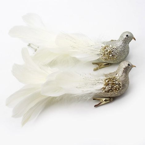 “Yolococa Christmas Bird Ornaments: Add a touch of elegance with these champagne tree decorations.”