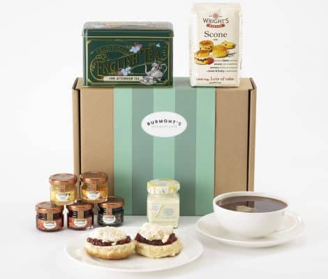 The Best of British Tea & Scones Hamper – Tea, Scone Mix, Clotted Cream, Jams, Preserves & Marmalades, Exclusive to Burmont’s.