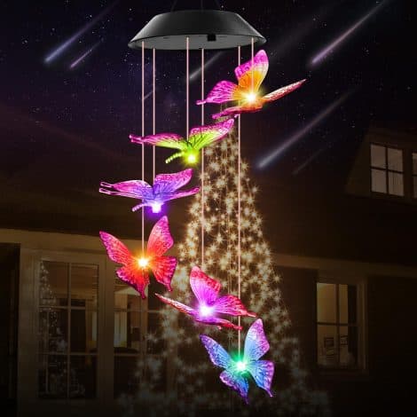 Solar Butterfly Wind Chimes: Delightful outdoor decoration lights, perfect for Mum, Grandma or a special lady’s birthday.