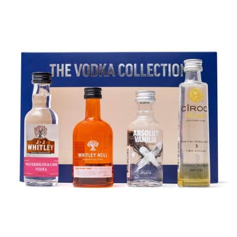 A selection of flavored vodka minis perfect for Christmas, suitable for both men and women.