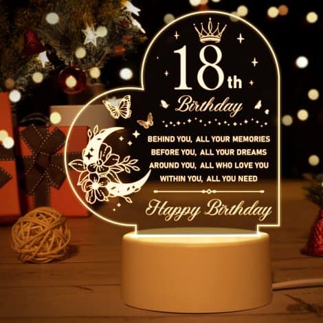 18th Birthday Night Light – Ideal gift for celebrating this special milestone with a personalized touch.