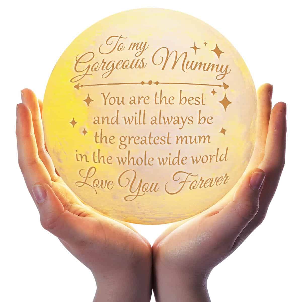 Mum Birthday Gifts - Engraved Moon Lamp Gifts for Mum 3D Printing Touch Control with Solid Wood Scaffold Mummy Mothers Day Christmas Presents for Mum from Daughter Son