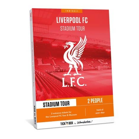 Liverpool Stadium Tour for 2 – Ultimate Gift Box – Unforgettable Experience for Football Lovers – Anfield Stadium. Valid 2 years.