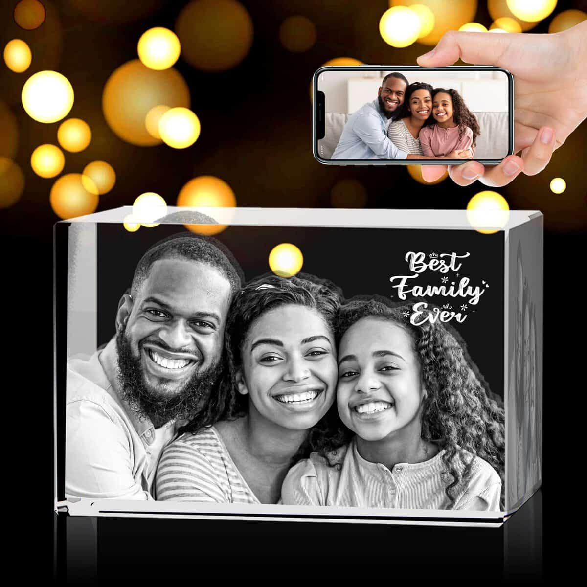 Dad Gifts from Daughter Son 3D Photo Crystal Gifts for Father Daddy Papa Birthday Gifts for Men Him Who Have Everything Landscape(M,3.9"x2.4"x2.8")