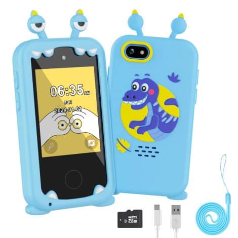 Boys’ Kids Phone: Fun and Educational Touchscreen Toy for 3-12 Year Olds with Dual Camera, Games, Music (Blue).