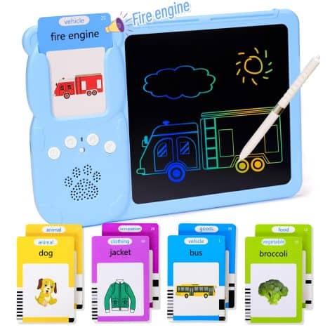 Montessori Sensory Talking Flash Cards and LCD Drawing Board for Autistic Kids, Aged 2-8 – Perfect Learning Gifts!