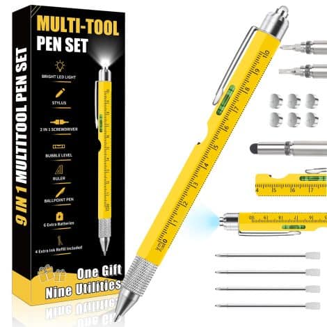 “Ultimate Tech Pen Set: 9-in-1 Tool, Perfect for Birthdays, Unique Gifts for Men, Handyman, Engineer.”