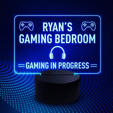 Personalized LED Gaming Bedroom Sign – Ideal for a gamer’s birthday or Christmas gift for your son.