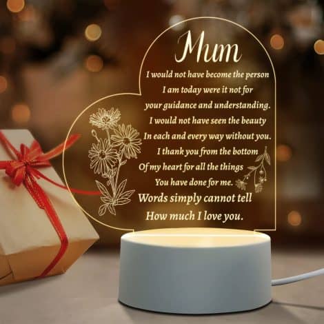 Juratar Mum Gifts: A delightful selection of presents for your lovely mum this Christmas or birthday. Acrylic Night Lamp is an amazing gift idea!