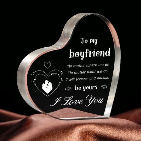 Romantic personalized acrylic keepsake for your boyfriend: Christmas, birthday, or anniversary gift idea.