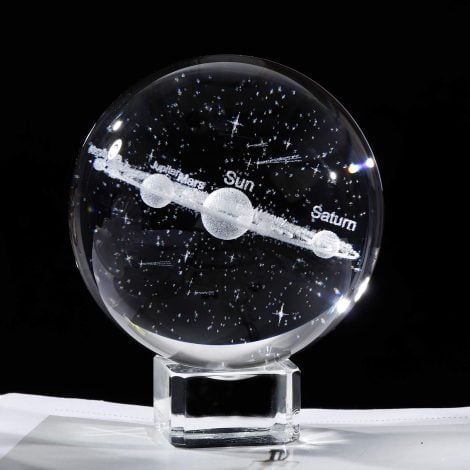 3D Crystal Solar System Model: A stunning shooting star engraved on a 2.36″ ball with crystal base. Perfect for astronomy enthusiasts.