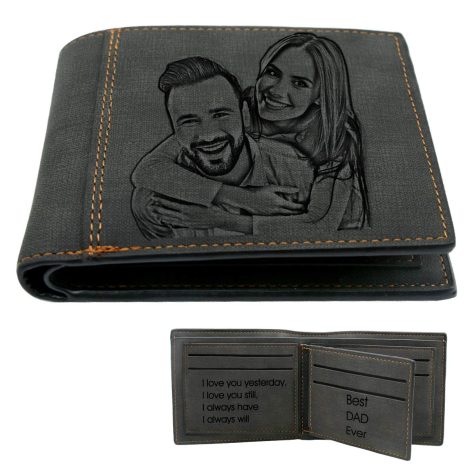 Custom engraved photo wallets for men: the perfect personalised Christmas gift for your loved ones.