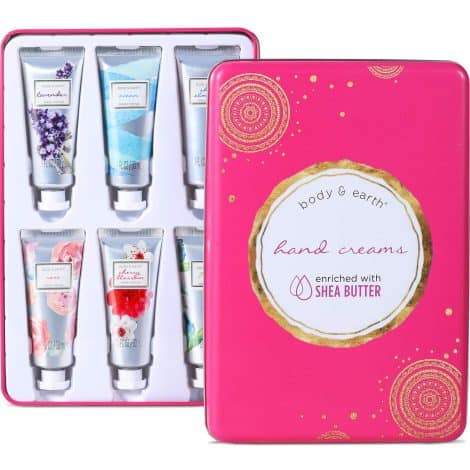 Travel-size Hand Cream Set, Body & Earth Hand Care Gift for Women with Shea Butter and Glycerin, perfect for dry hands.