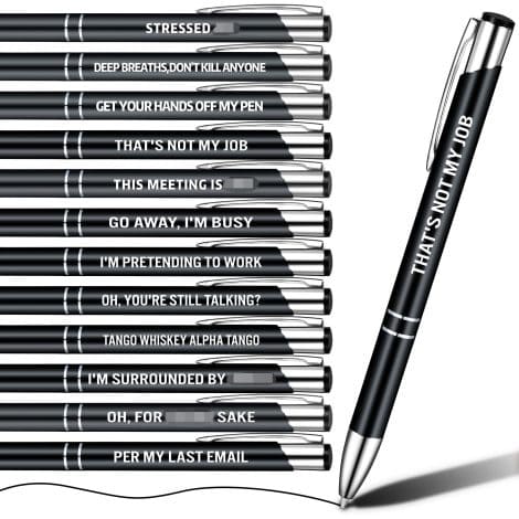 12 Packs Hilarious Ballpoint Pens perfect for co-workers, teachers, with a touch of cheekiness. Ideal leaving present!