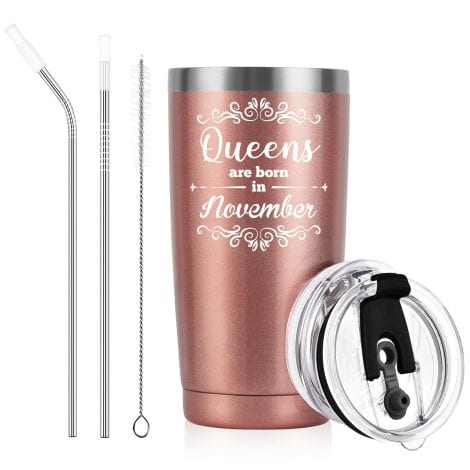 Celebrate November-born queens with Livole’s stainless steel coffee travel mug or 20oz wine tumbler! Perfect birthday or Christmas gifts for Mum, Auntie, and best friend.