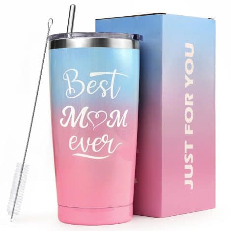 Personalised Mum’s Birthday Tumbler – Ideal for Christmas or Mother’s Day, with straw and lid for travel.