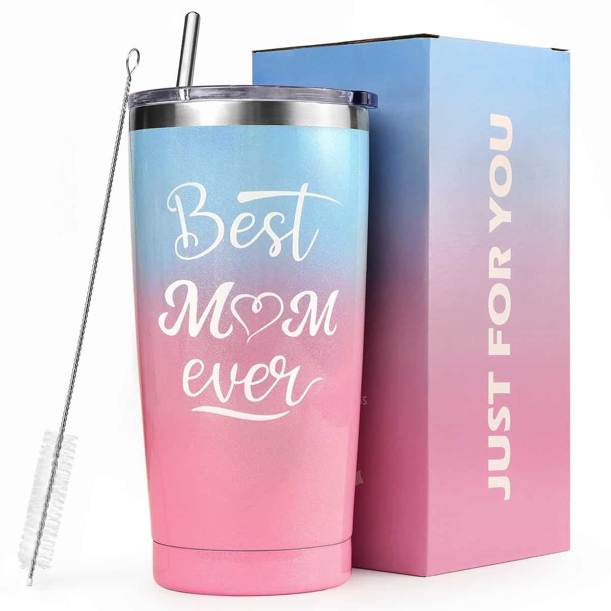 Birthday Gifts Presents for Mum Mummy Mother Her from Daughter,Son Mothers Day Gifts Personalised Christmas Santa Gifts Idea for Women on Her Birthday Tumbler with Straw and Lid Thermos Travel Mug