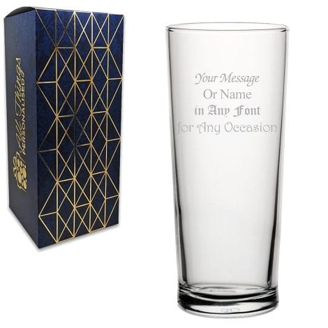 Customized 20oz Parliament Pint Glass, Add Your Message for Any Occasion, Various Fonts Available, Includes Gift Box, Laser Engraved.