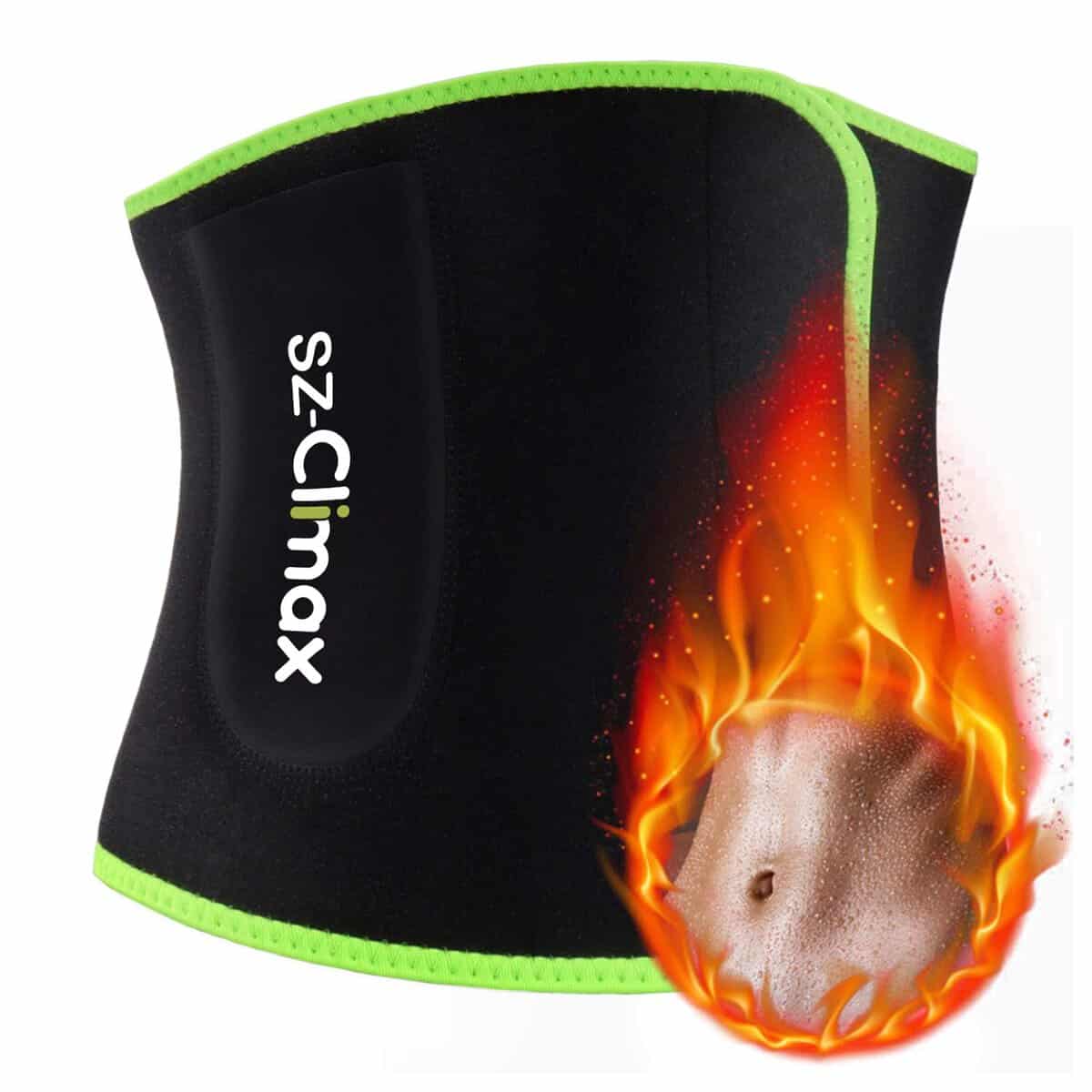 SYXUPAP Waist Trimmer - Waist Trainer Neoprene Sauna Sweat Belt, Back Support, Best Abdominal Fitness Trainer for Men & Women - Running and Workout Green