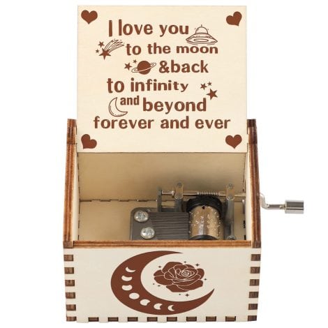 Blumuze Anniversary Wedding Gifts for Couples, Wooden Hand Crank Music Box, Birthday or Christmas Presents for Your Loved Ones.