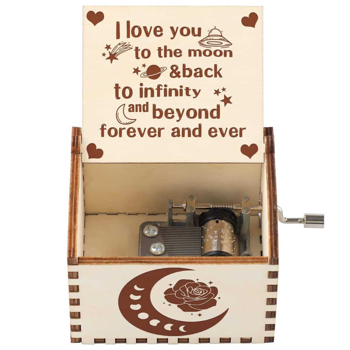 Blumuze Anniversary Wedding Gifts for Her Him, Wood Hand Crank Music Box, Birthday Gifts for Girlfriend Wife Boyfriend, You Are My Sunshine Music Box Gifts for Love Ones on Christmas Valentines