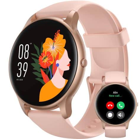 SPROD1 Rose Gold Parsonver Smart Watch- a stylish, waterproof fitness tracker with 100+ sport modes and call capabilities.