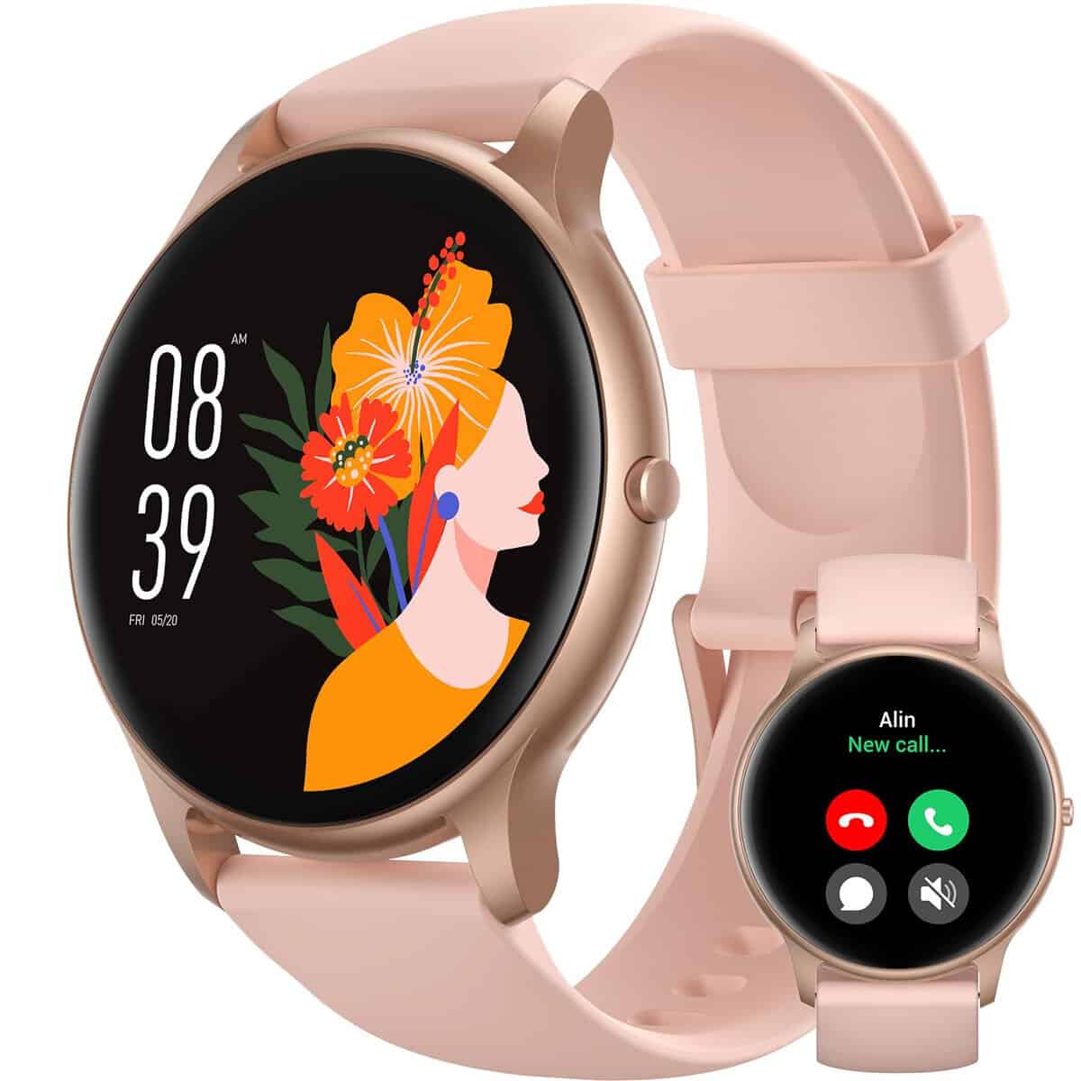 Parsonver Smart Watch(Answer/Make Call), 1.32" HD Fitness Watch for Women, Smartwatch 100+ Sport Modes IP68 Waterproof, Heart Rate Sleep Monitor, Fitness Tracker for Android iOS, Rose Gold, SPROD1