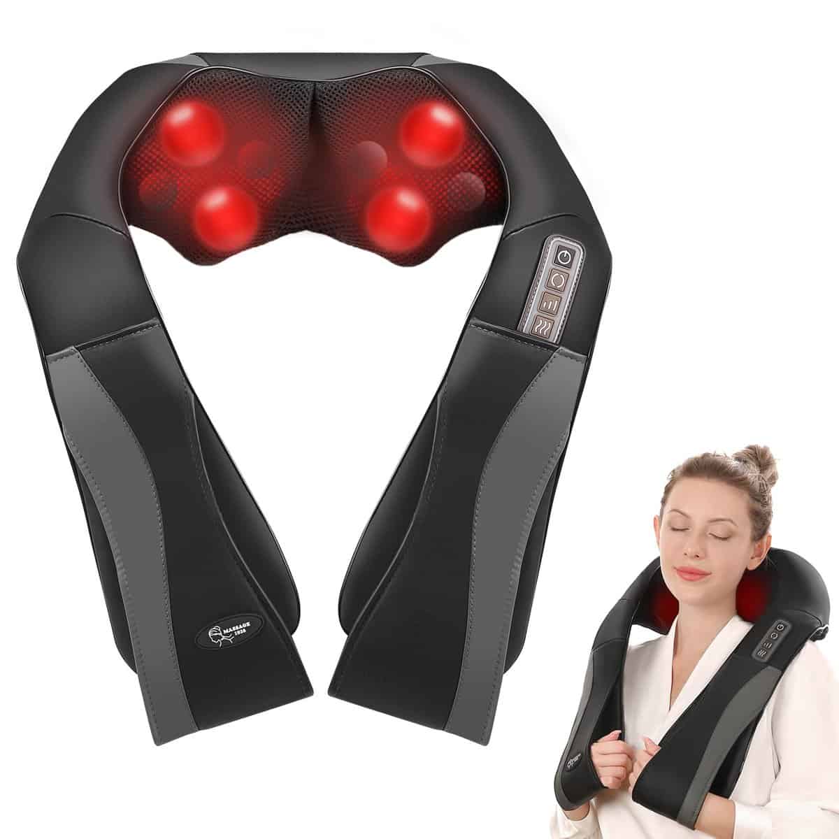 Neck Massager for Back and Shoulder, Shiatsu Shoulder Massager with Heat, Deep Tissue Shiatsu 3D Kneading Back Massager Gifts for Women/Men, Home and Office Use