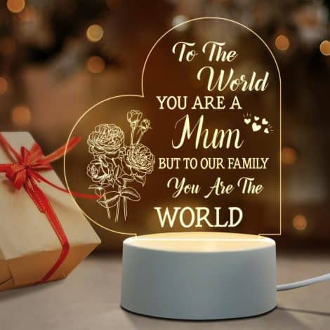 Gifts for Mum from Daughter or Son – Night Light for Mum’s Birthday, Christmas, Mother’s Day. Perfect Acrylic Lamp present.