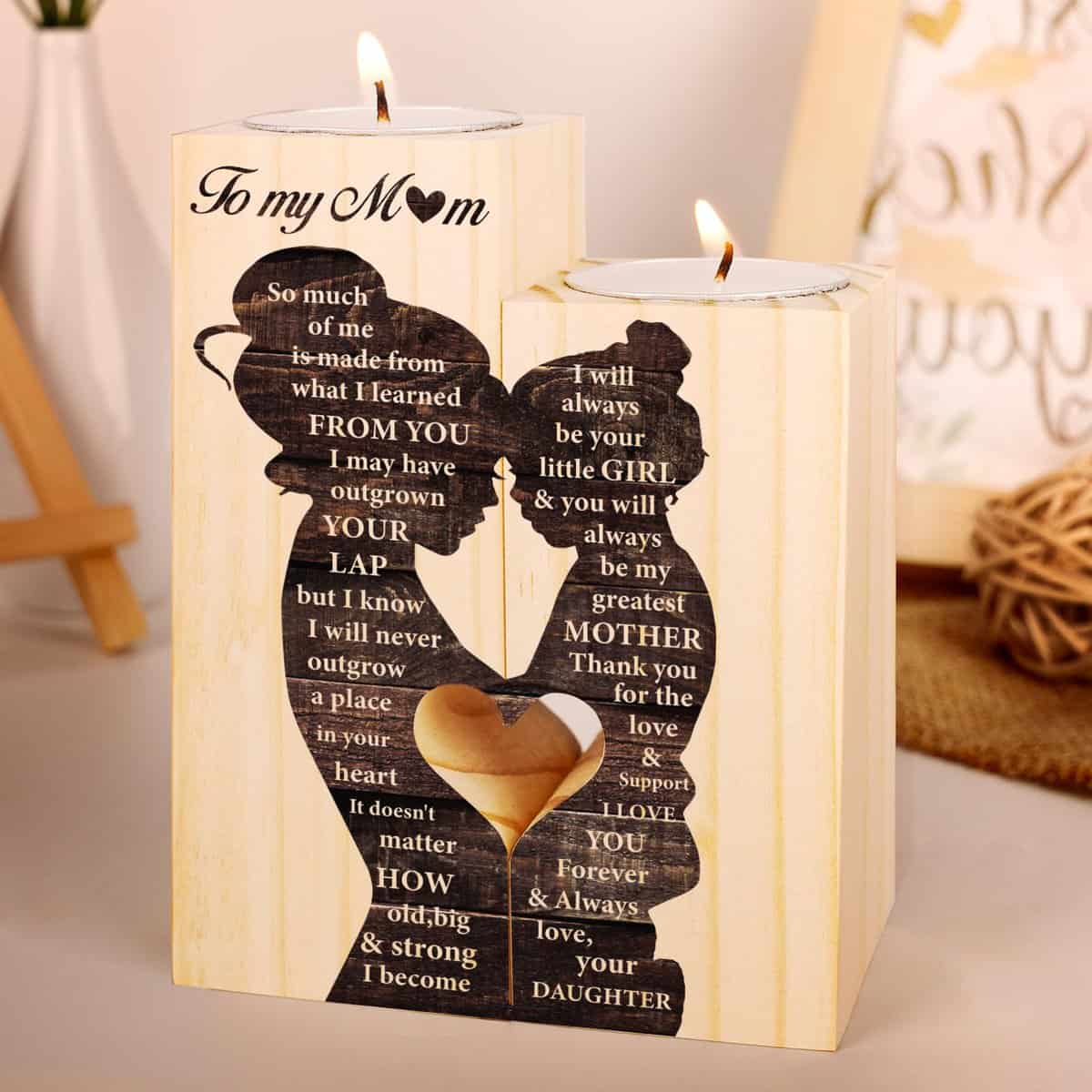 Mum Christmas Ideas Gifts, Christmas for Mum Gifts Candlestick Candle Holder, Birthday Gifts for Mum, Mum Gifts from Daughter, Gifts for Mum on Her Birthday, Presents for Mum Candle Happy Birthday Mum