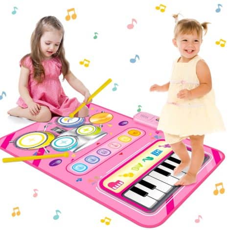 Musical Play Mat for 1-2 year old girls, with piano, drums, and sticks. Perfect birthday gift!