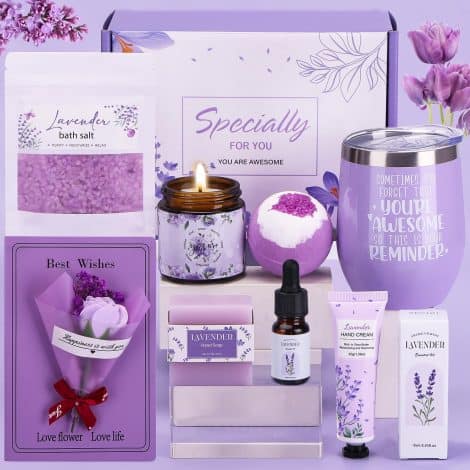 Luxury Lavender Spa Hamper – Perfect Presents for Her Birthday, Christmas, Anniversary. Celebrate with Self-Care Gifts.