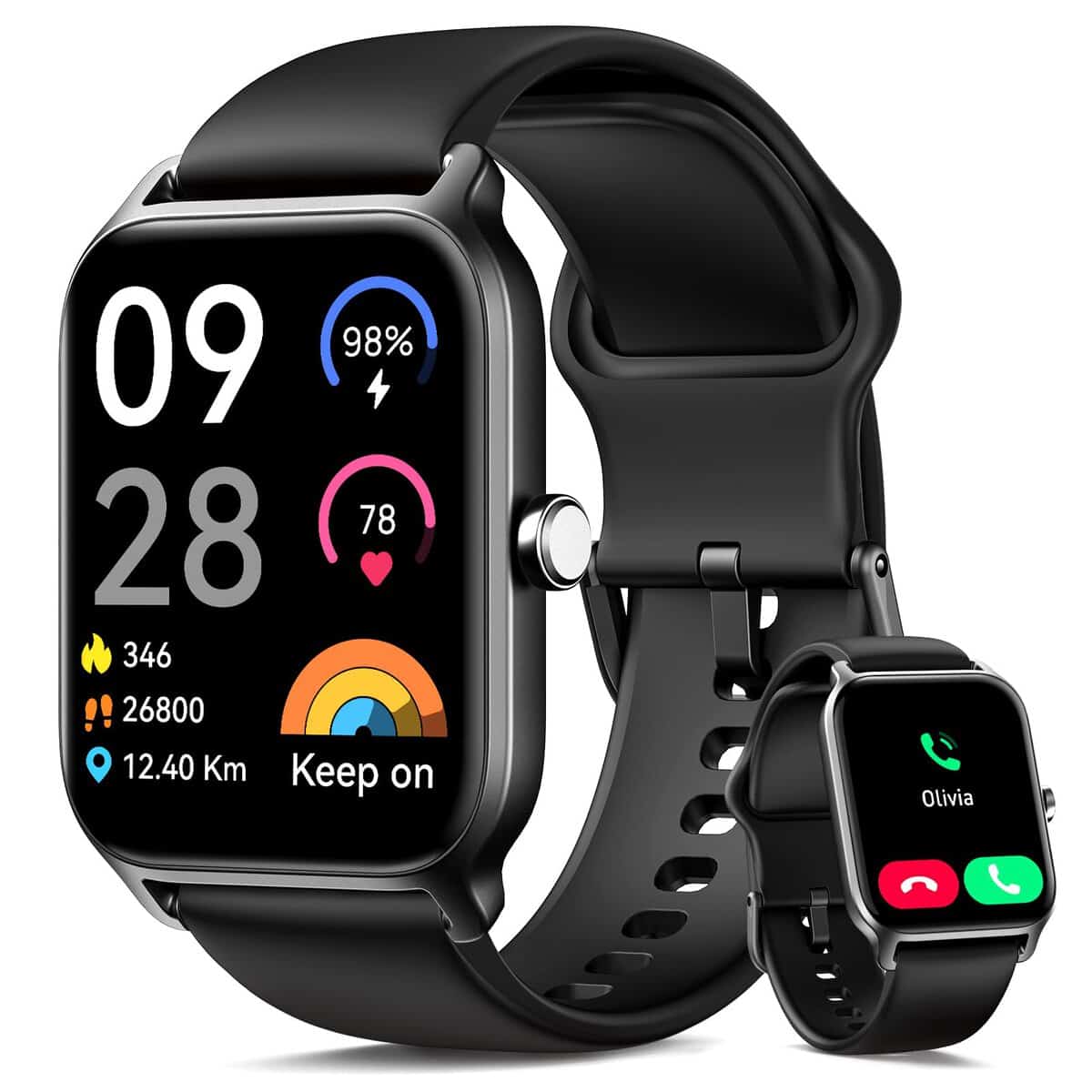 Smart Watch for Men Women Answer/Make Calls Alexa Built-in, 1.8" Smartwatch with SpO2/Heart Rate/Sleep Monitor, 100 Sports, Calorie/Step Counter, IP68 Waterproof Fitness Smartwatches for Android iOS