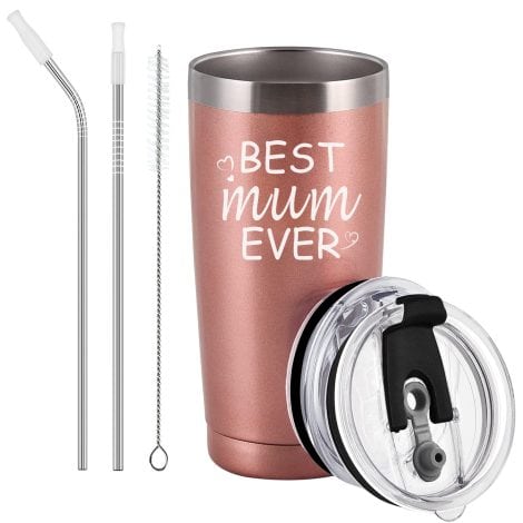 Livole Christmas Gifts for Mum – Best Mum Ever Mug, Stainless Steel Insulated Coffee Travel Mug. Perfect for birthdays!