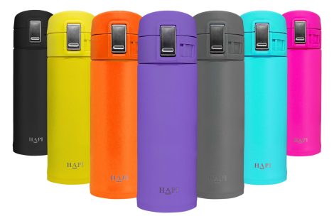 Hapi Bottles’ Purple Travel Flask: Keep your hot and cold drinks on-the-go in this leak-proof, BPA-free thermal mug. Great gift for anyone!