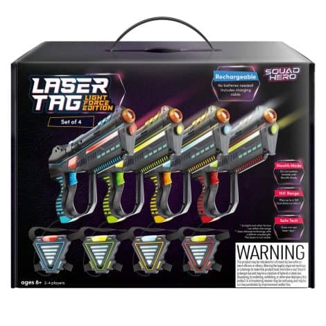 Squad Hero Laser Tag Set: Rechargeable guns and vest sensors for kids, teens, and adults. Fun outdoor group activity!