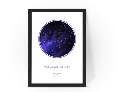 forefrontdesigns Personalised The Night We Met Valentine’s Star Map, with customizable astronomical poster print, framed/unframed (A4).