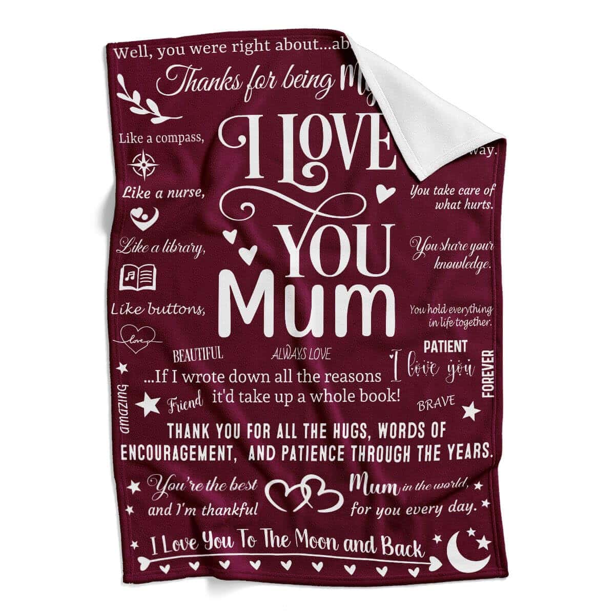 Mum Gifts for Christmas from Daughter and Son, I Love You Mum Blankets, Soft and Cosy Throw Blankets for Mum, Mum Birthday Gifts, Mum Presents for Christmas, 130cm x 180cm