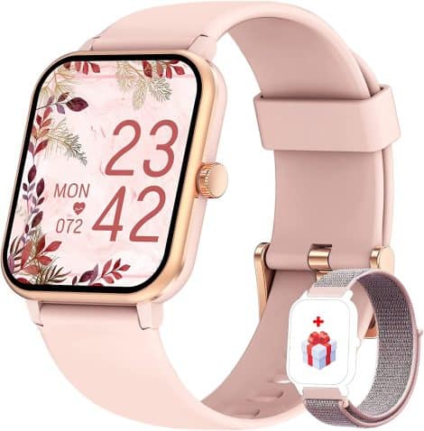 IOWODO Women’s Smart Watch – Stay fit with waterproof tracking, heart rate monitoring, and more. Compatible with Android and iOS.