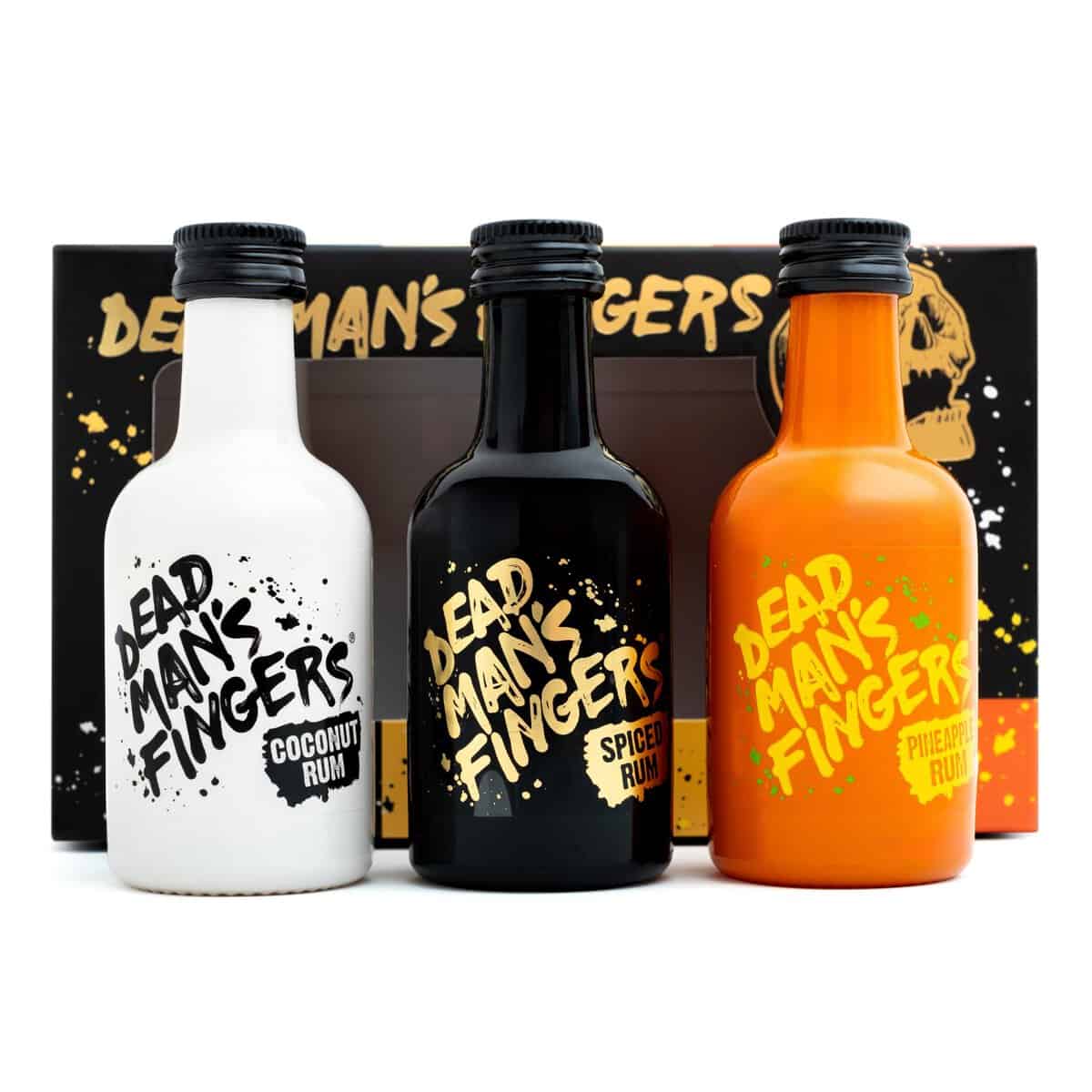 Dead Mans Fingers Rum Gift Set - Alcohol Gift Set Trio, Dead Man's Fingers Spiced Rum Alcohol Mini, 5cl Pineapple Flavoured Rum Minature & 5cl Coconut Minature, Christmas Spiced Rum Mens Gift Set