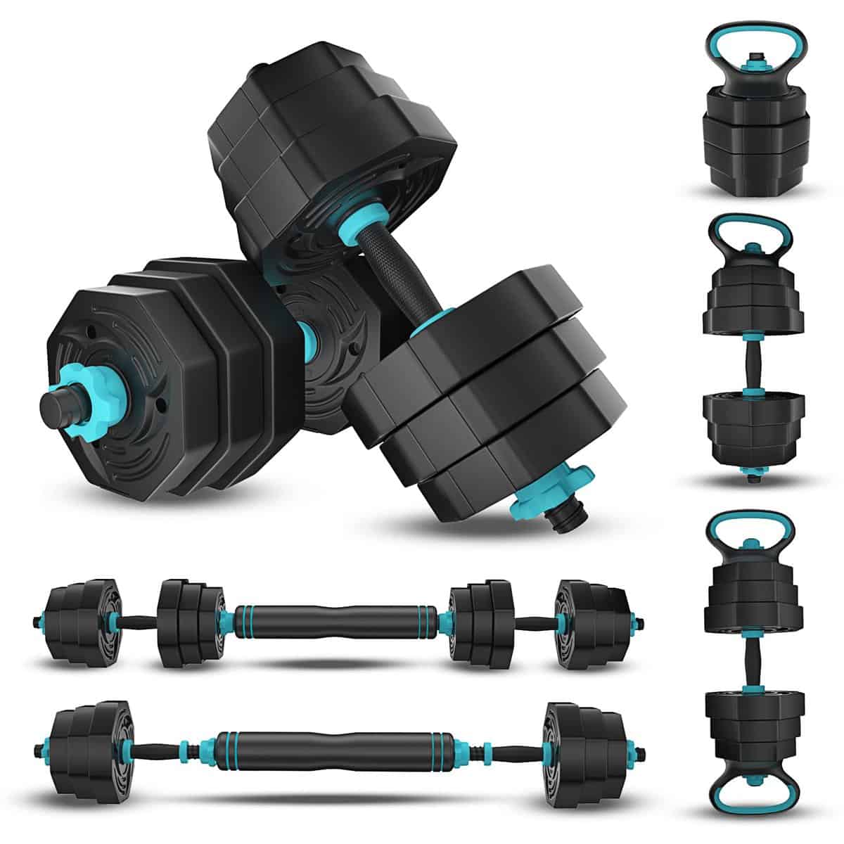 Dumbbell 20KG/30KG Adjustable Weights Fitness Dumbbell Set for Men/Women,Arm Hand Weight Barbell for Bodybuilding Exercise Strength Training Home Gym Equipment Pair with Connector