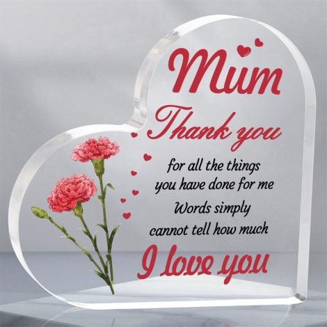 KAAYEE Mum’s Heart Acrylic Plaque: Memorable gift for birthdays, Christmas, and special moments from children.