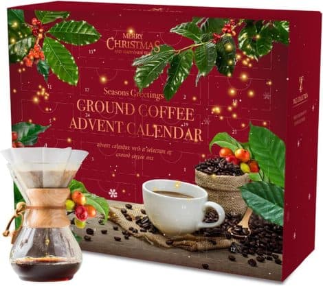 2023 Christmas Coffee Advent Calendar: A delightful gift set with 24 flavors of ground coffee for both men and women.