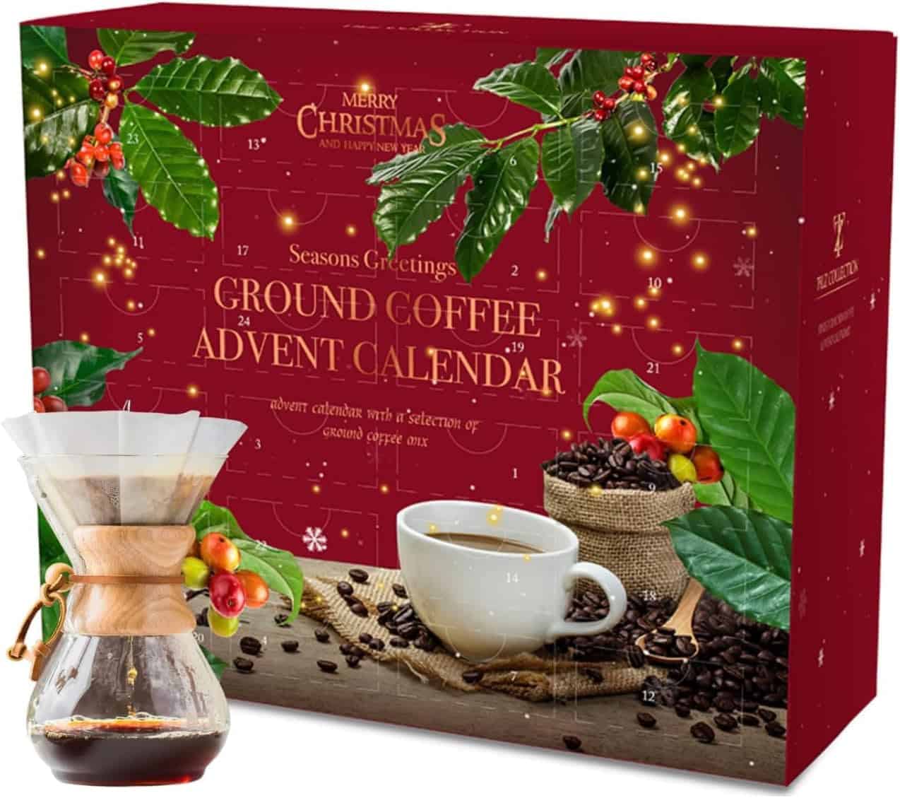 Coffee Advent Calendar 2023 Christmas |24 Days Flavoured Ground Coffee Gift Set Christmas Coffee Gifts For Men & Women, French Vanilla Coffee Hazelnut Irish Italian Cinnamon Coffee Christmas Gifts