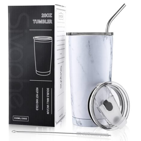 Sivaphe Stainless Steel Travel Cup with Straw and Lid, Insulated, 20OZ – Perfect for Hiking or as a Gift for Her