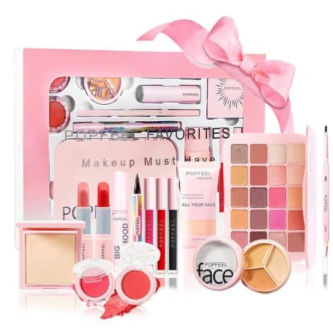 MKNZOME’s 14-piece makeup set is the perfect all-in-one gift for women, including eyeshadow, foundation, lipstick, eyeliner and more.