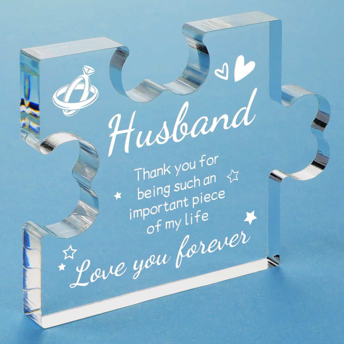 Husband Birthday Gifts,Engraved Acrylic Block Gifts for Husband,Valentines Day Christmas Anniversary Wedding Gifts for him