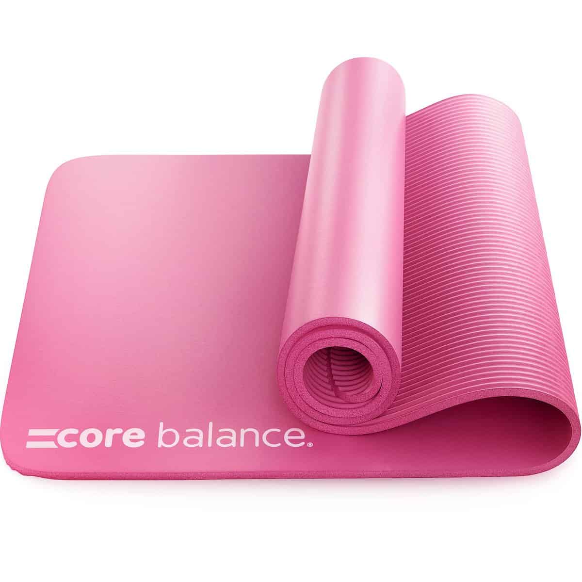 Core Balance Pilates Mat, Extra Thick Foam 10mm, Non Slip, Exercise Fitness Yoga, Compact Lightweight With Carry Strap, 180cm x 60cm x 1cm